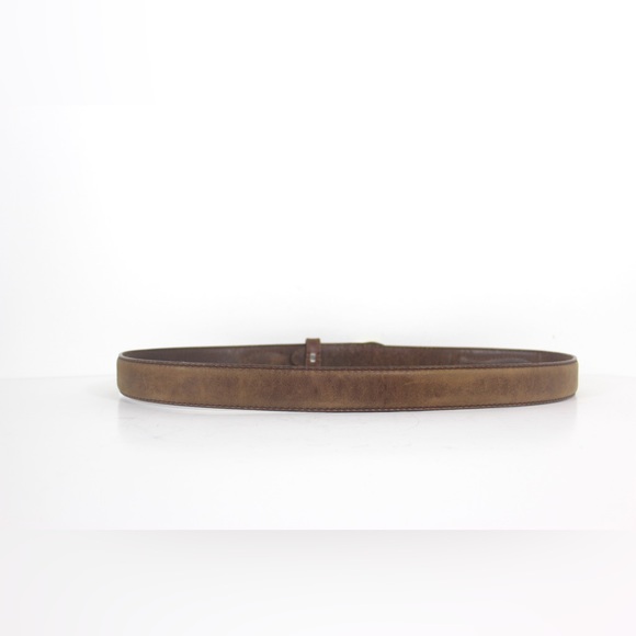 Sueded Tan Leather Belt with Brass Buckle - Picture 6 of 9